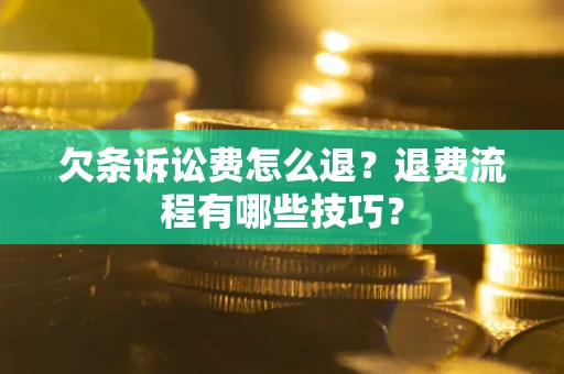武汉欠条诉讼费怎么退？退费流程有哪些技巧？